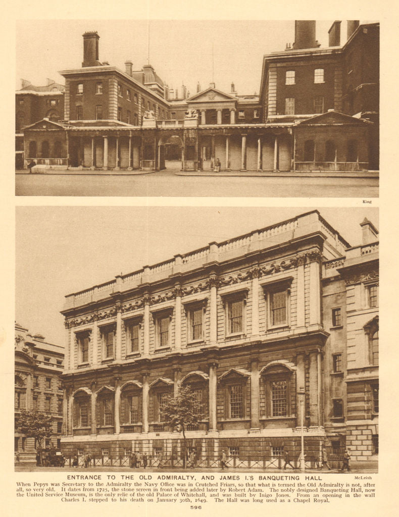 Old Admiralty, 26 Whitehall (Thomas Ripley). Now DFID. The Banqueting Hall 1926